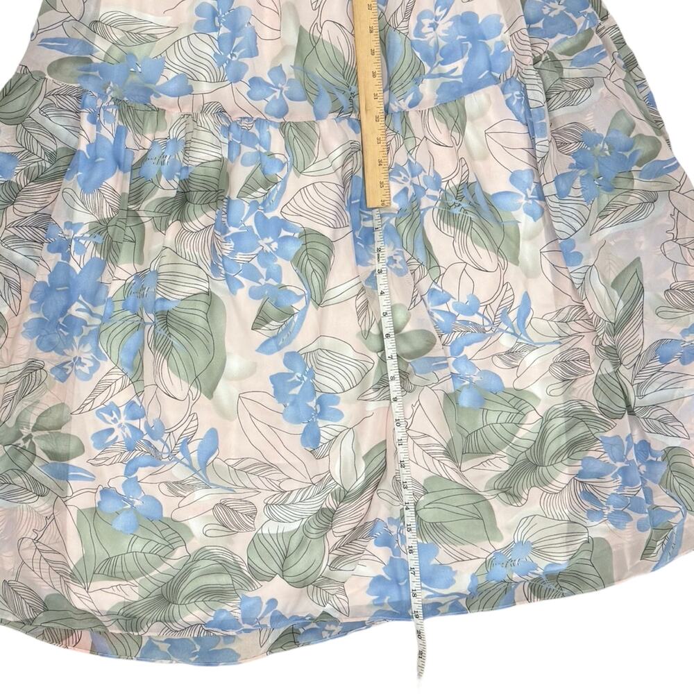 Big Water Blue Sky Pink Blue Green Floral Flutter Tie Back Maxi Dress S NEW Tags - Picture 8 of 15